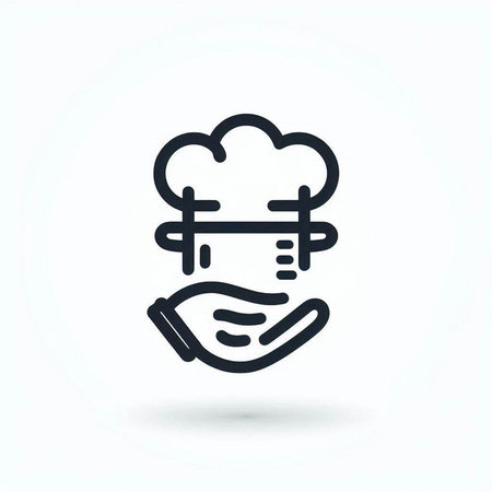 Cooking icon. Chef hat and hand. Vector Illustration.の写真素材