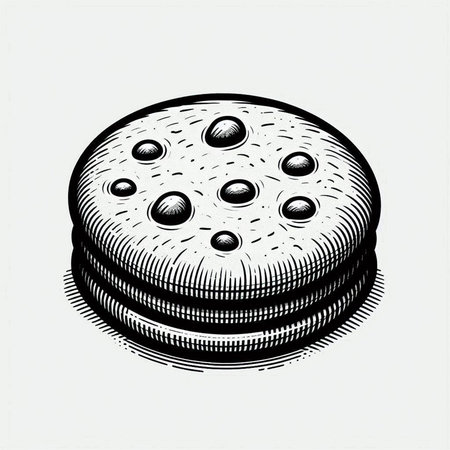 Hand drawn vector illustration of a biscuit. Monochrome.の写真素材