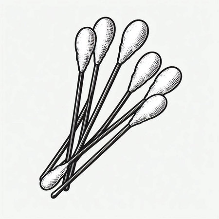 Cotton swabs. Hand drawn vector illustration of cotton swabs.