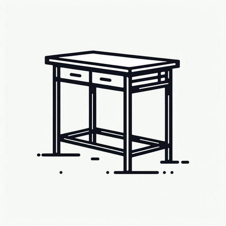Table icon. Vector illustration in outline style. Isolated on white background.