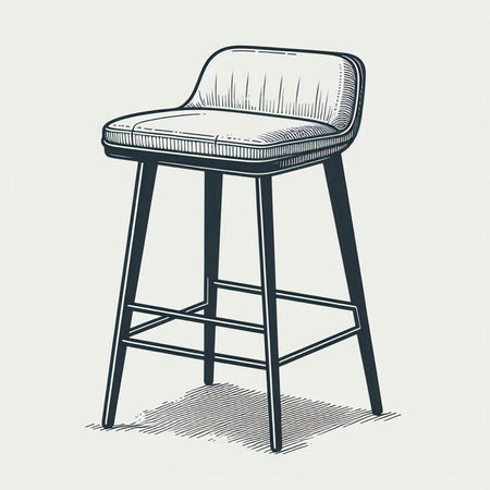 Stylish bar stool. Vector illustration in vintage engraving style.