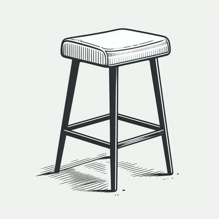 Bar stool. Hand drawn vector illustration in sketch style isolated on white background.