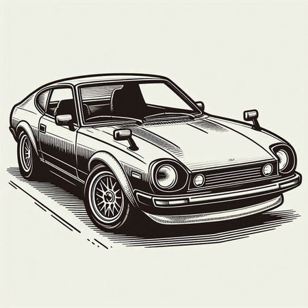retro car in the style of engraving. vector illustration