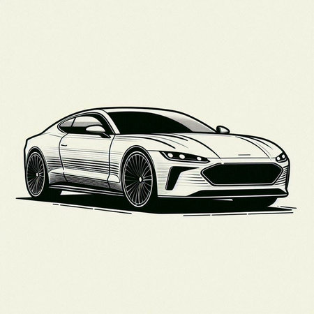 Sketch of a sports car. Vector illustration. Eps 10