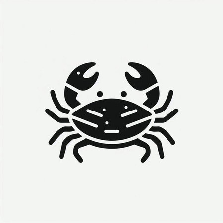 Crab icon. Seafood sign. Black symbol on white backgroundの写真素材