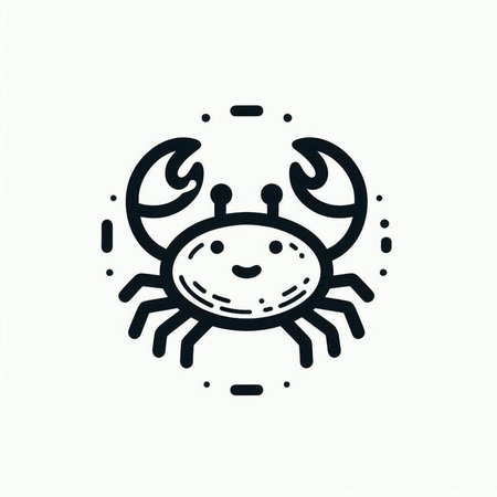 Crab logo. Seafood icon. Vector illustration in line art style.の写真素材