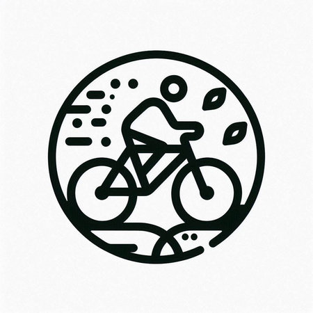 Cyclist icon. Bicycle on the road. Vector illustration.