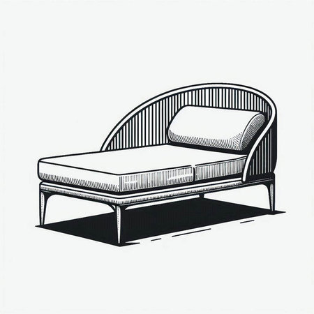 Illustration of a sofa in engraving style on white background