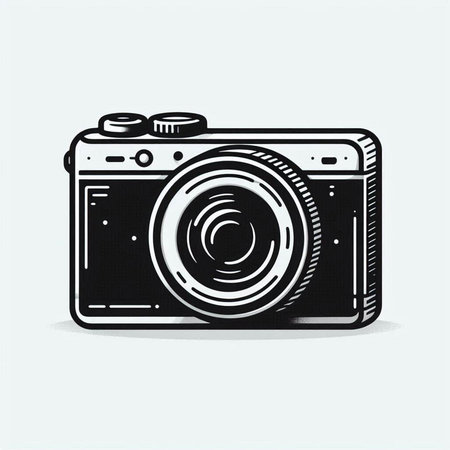 Retro camera icon. Vector illustration of a retro camera isolated on white background.