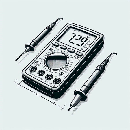 Digital multimeter and soldering iron. 3D illustration. Vector illustration.