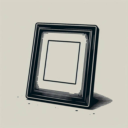 Vector illustration of the photo frame on a gray background with shadow.
