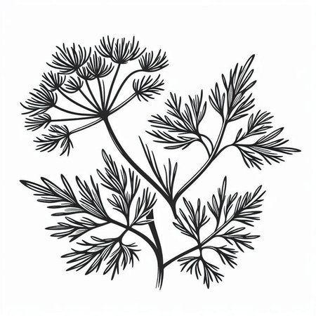 Dill branches isolated on white background. Hand drawn vector illustration.