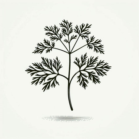 Vector image of a branch of fresh organic parsley on a light backgroundの写真素材
