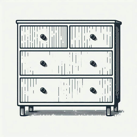 Drawer with drawers. Vector illustration in vintage engraving style.