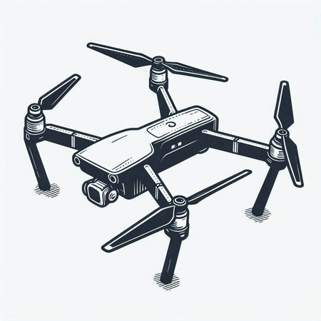 Drone quadrocopter with camera on white background. Vector illustration.