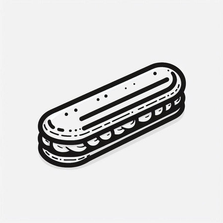 French hot dog icon. Vector illustration. Isolated on white background.