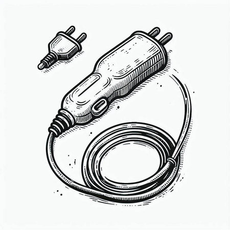 Hand drawn electric plug. Vector illustration in vintage engraving style.