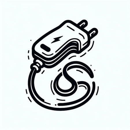 Electric plug icon. Vector illustration. Outline hand drawn doodle.