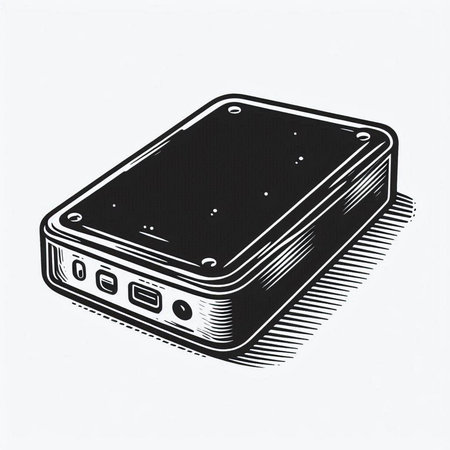 Drawing of a power bank on a white background, vector illustration