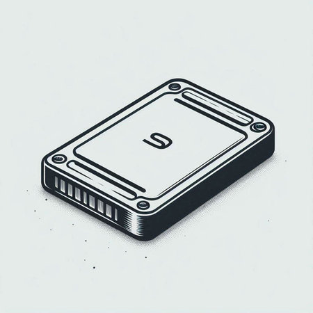 Hard disk drive - vector illustration in retro monochrome style.