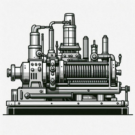 Illustration of an engine on a white background. File contains no gradients.