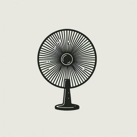 Vintage Electric Fan. Vector Illustration. Isolated on White Background.