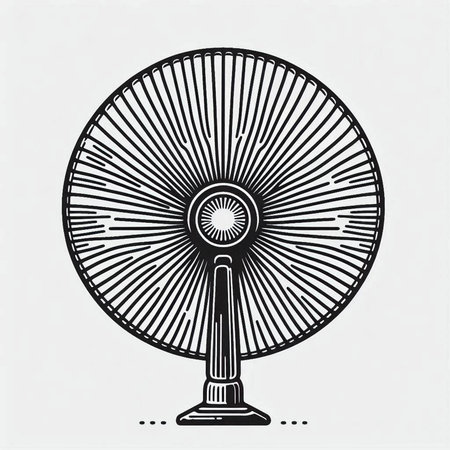 Vintage electric fan isolated on white background. Vector hand drawn illustration