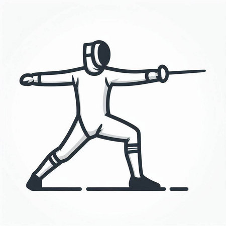 Fencing icon. Vector illustration of a fencing athlete in action.