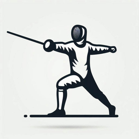 Fencing sport graphic vector. Silhouette of fencing athlete.