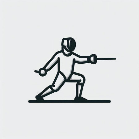 Fencing icon, vector illustration. Silhouette of a fencing athlete.