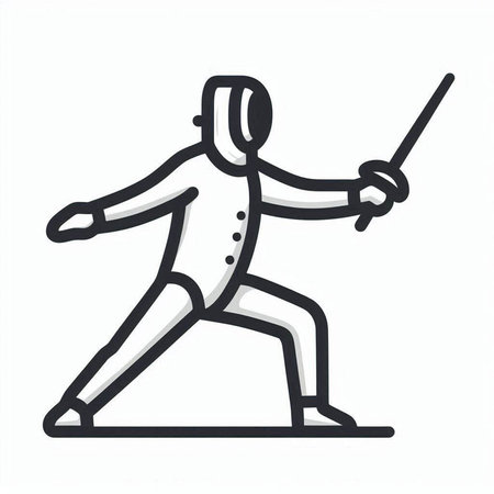 Fencing icon. Vector illustration of a fencing athlete isolated on white background.