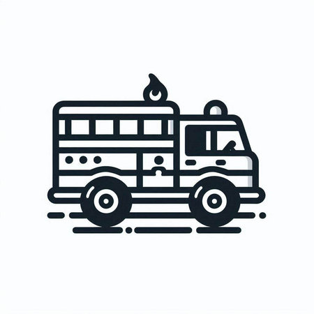 Fire truck icon. Vector illustration of firetruck on white background