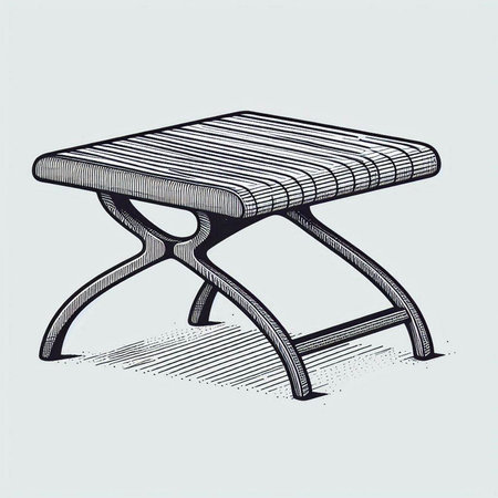 wooden table in engraving style, vector illustration eps10