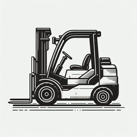 Forklift truck vector illustration isolated on white background. Side view.
