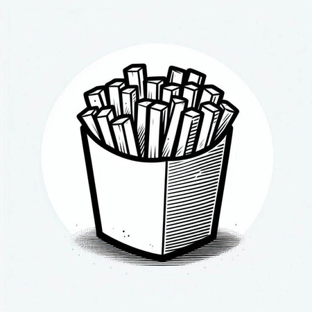 french fries doodle icon, vector illustration eps10