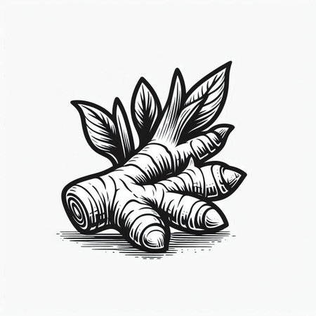 Ginger root vector icon. Hand drawn illustration of ginger root.