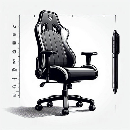 Comfortable office chair with leather seat and pen. Vector illustration.の写真素材