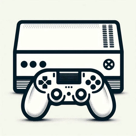 Retro video game controller. Vintage retro style. Vector illustration.