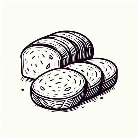 Sliced bread on a white background. Vector illustration in sketch style.