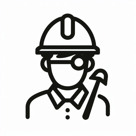Worker icon in doodle style on white background, vector illustrationの写真素材