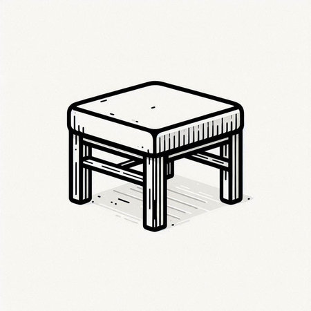 Illustration of a wooden stool on a white background. Vector illustration
