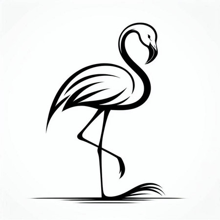 Vector image of a flamingo on a white background. Silhouette.の写真素材