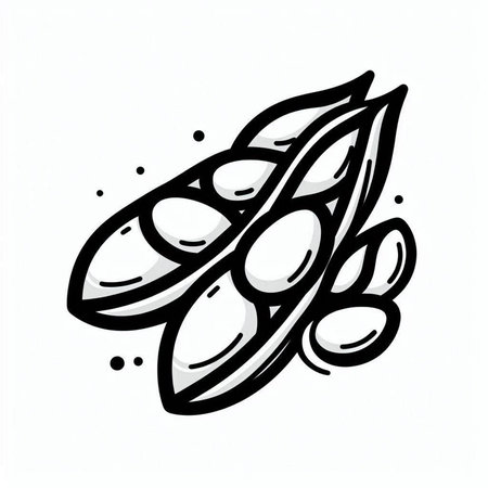 Soybean pod on a white background. Hand drawn vector illustration.