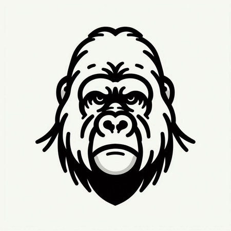 Gorilla head isolated on a white background. Vector illustration.