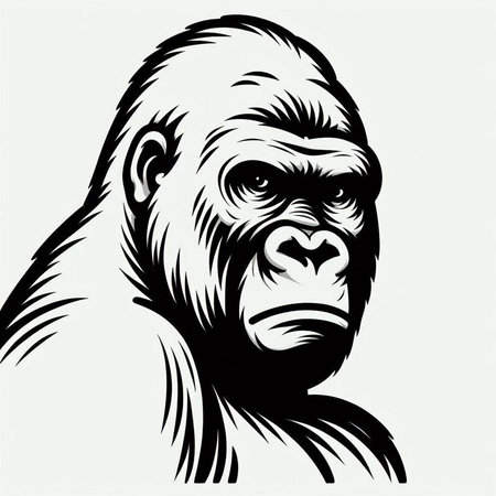 gorilla head on a white background, vector illustration, eps
