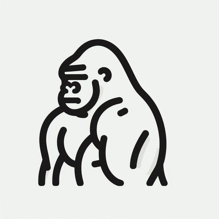 Gorilla doodle icon, vector illustration. Hand drawn style.