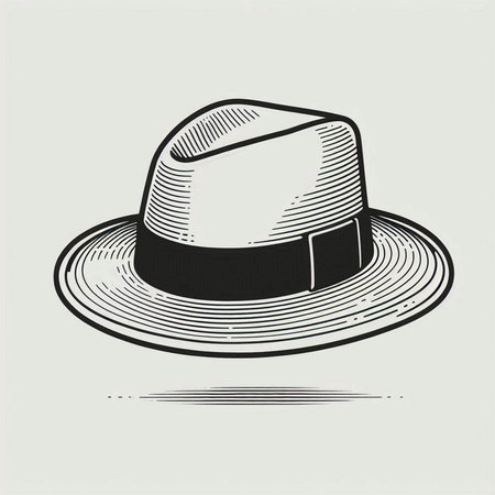 Vintage monochrome vector illustration of hat isolated on white background
