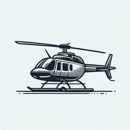 Helicopter vector illustration, vintage monochrome design element.