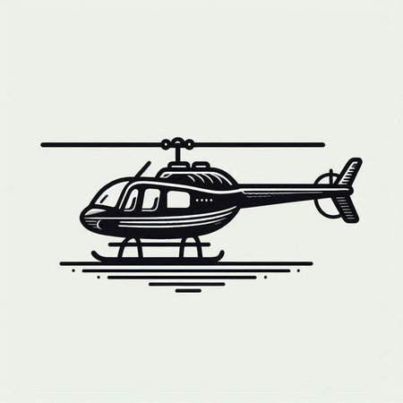 Helicopter icon, vector illustration in black and white colors.
