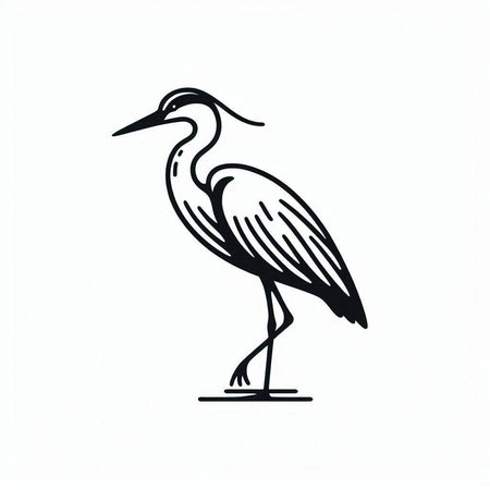 Vector image of a heron on a white background. Isolated.の写真素材